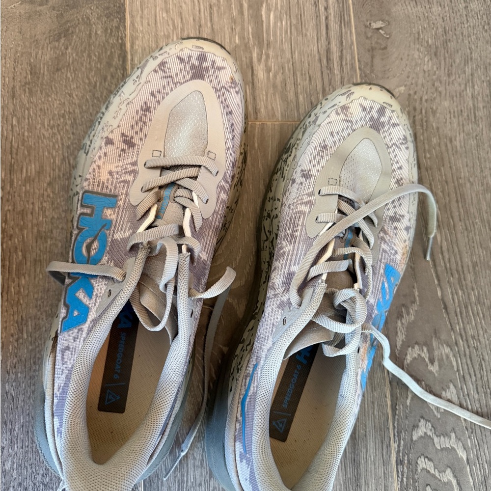 Hoka Speedgoat 6 with Blue Logo CAMO DESIGN. LIKE NEW